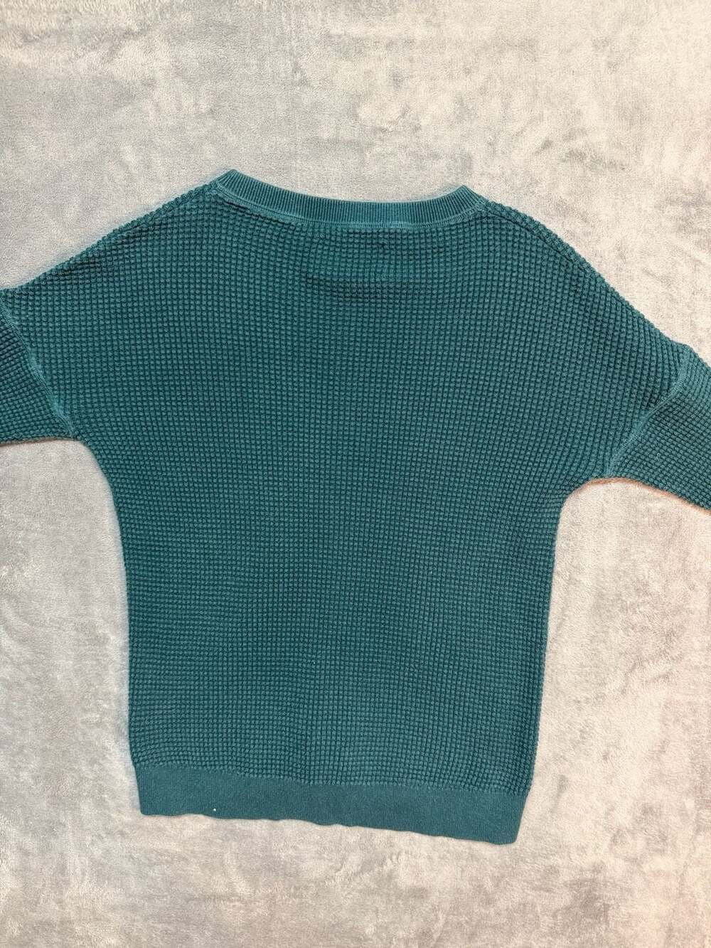 REI Co-op Teal Green Waffle Knit 100% Cotton Crew Neck Sweater XS